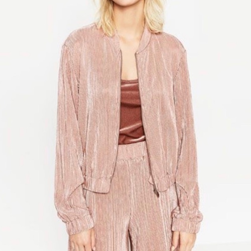 Zara Basics Bomber Jacket Small Blush Pink